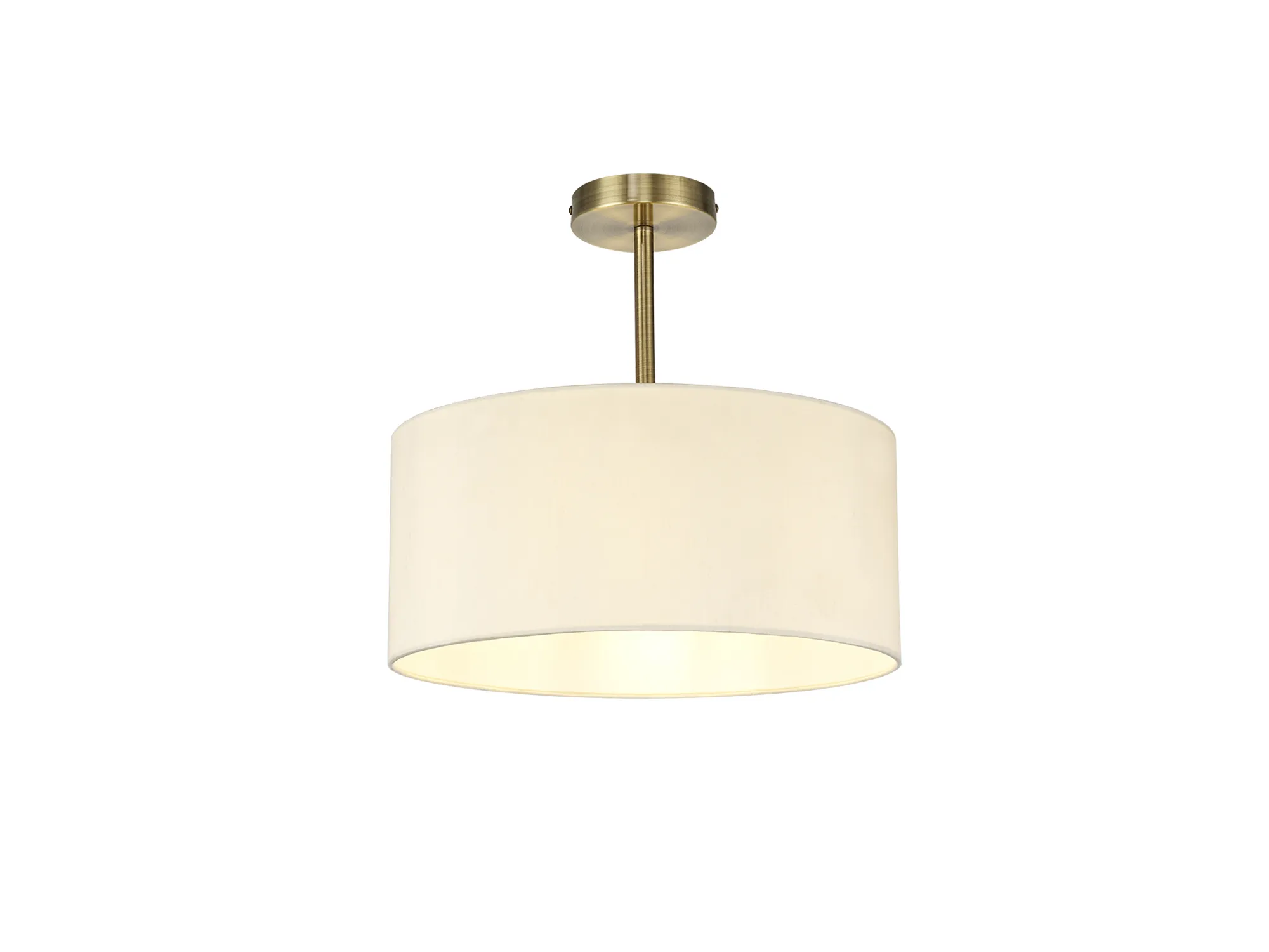 DK0167  Baymont 40cm Semi Flush 1 Light Antique Brass, Ivory Pearl